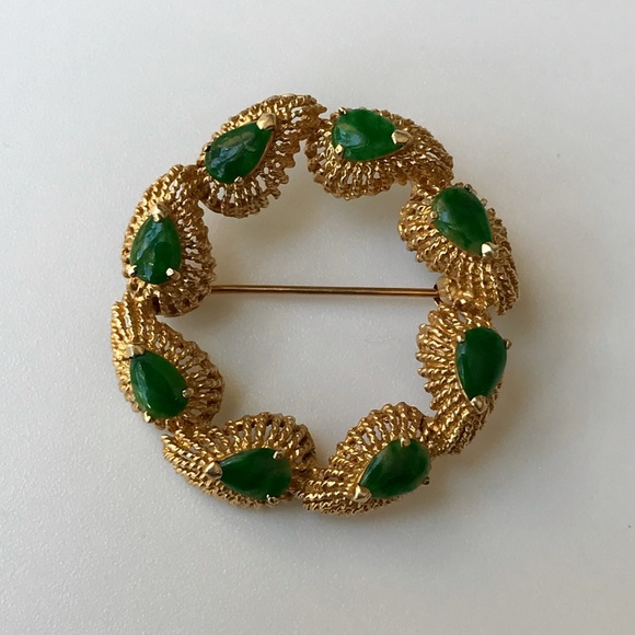 VINTAGE LA TRIOMPHE DESIGNER 14K GOLD PIN BROOCH